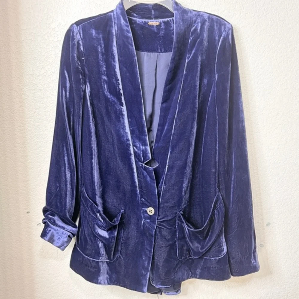 FREE PEOPLE PURPLE Velvet Unstructured Jacket Blazer BOHO Women's - Small